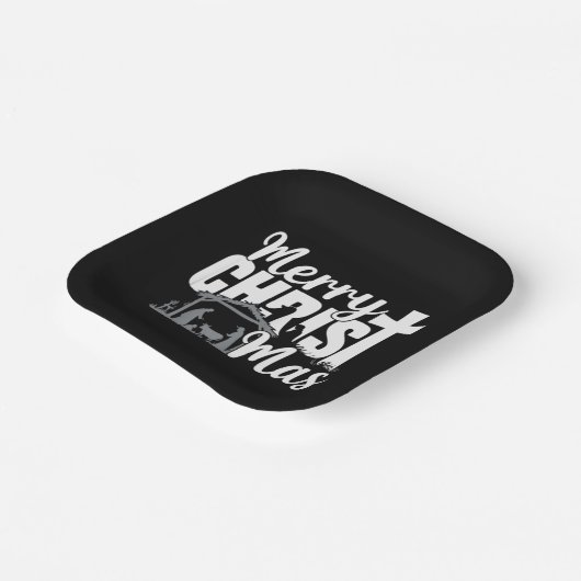 Merry Christ Mas Christelijke KerstJezus Familie Papieren Bordje (Gebogen)