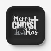Merry Christ Mas Christelijke KerstJezus Familie Papieren Bordje (Voorkant)