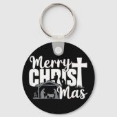Merry Christ Mas Christelijke KerstJezus Familie Sleutelhanger (Voorkant)