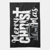 Merry Christ Mas Christelijke KerstJezus Familie Theedoek (Verticaal)