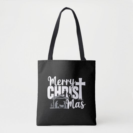 Merry Christ Mas Christelijke KerstJezus Familie Tote Bag (Voorkant)