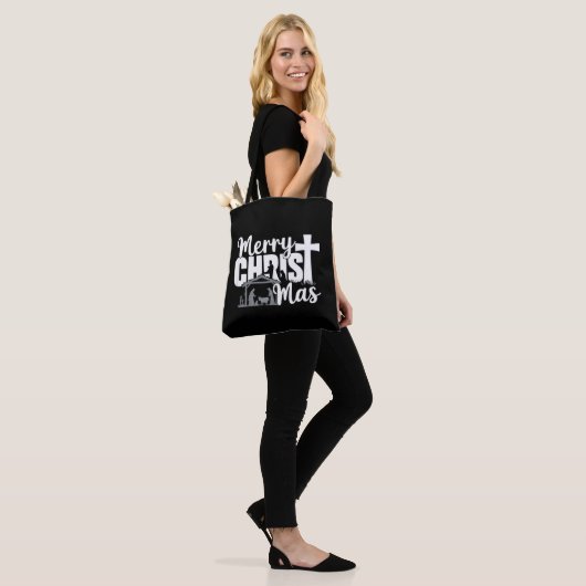 Merry Christ Mas Christelijke KerstJezus Familie Tote Bag (Op model)