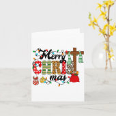 Merry Christ Mas Christian Christmas Jesus Christm Kaart (Gele Bloem)