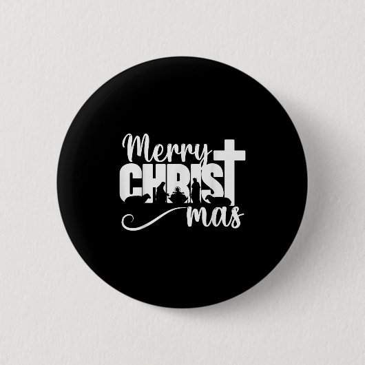 Merry Christ Mas Christian Christmas Jesus Christm Ronde Button 5,7 Cm (Voorkant)