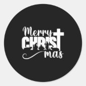 Merry Christ Mas Christian Christmas Jesus Christm Ronde Sticker (Voorkant)