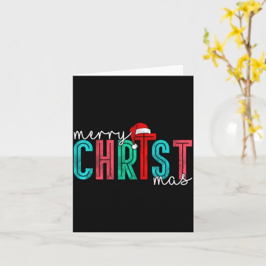 Merry Christ Mas Christian God Matching Christmas  Kaart (Gele Bloem)