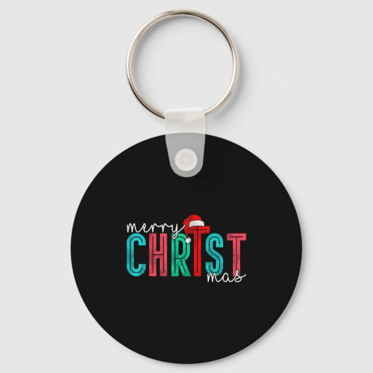 Merry Christ Mas Christian God Matching Christmas Sleutelhanger (Voorkant)