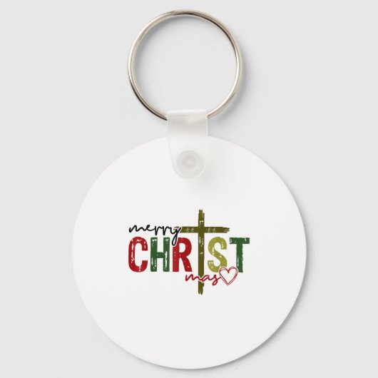 Merry Christ Mas Faith Cross Religious Christmas Q Sleutelhanger (Voorkant)