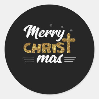 Merry Christ Mas Funny Christmas Family Matching G Ronde Sticker