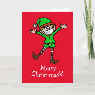 Merry Christ-mask COVID-19 Elf Christmas Kaart