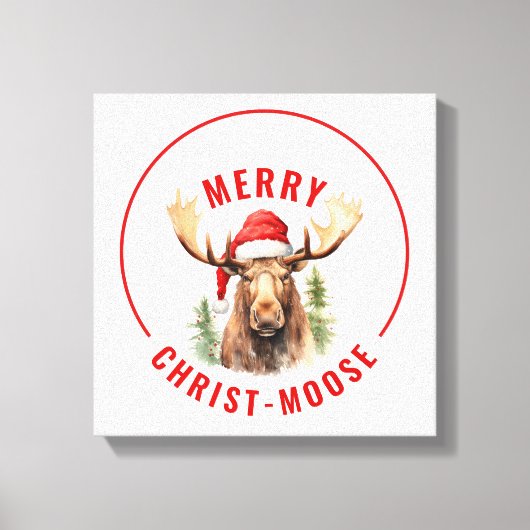 Merry Christ-moose Funny Christmas Moose Canvas Afdruk (Voorkant)