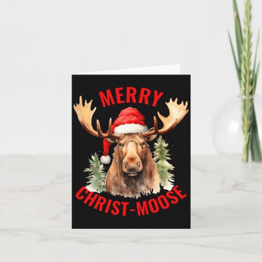 Merry Christ Moose Funny Christmas Moose  Kaart (Voorkant)