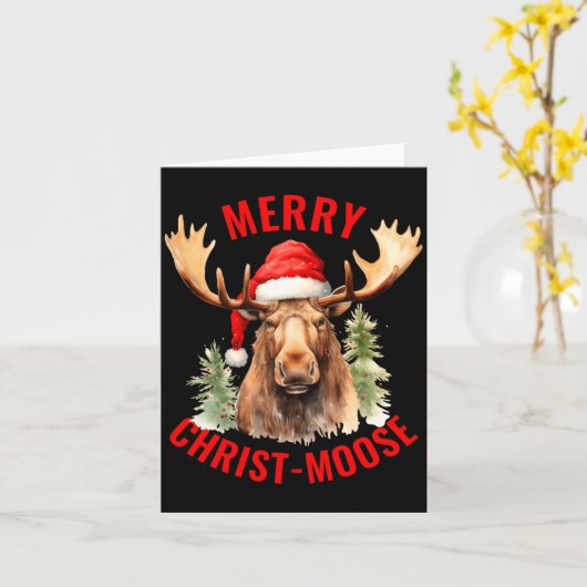 Merry Christ Moose Funny Christmas Moose  Kaart (Gele Bloem)