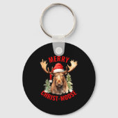 Merry Christ Moose Funny Christmas Moose  Sleutelhanger (Voorkant)