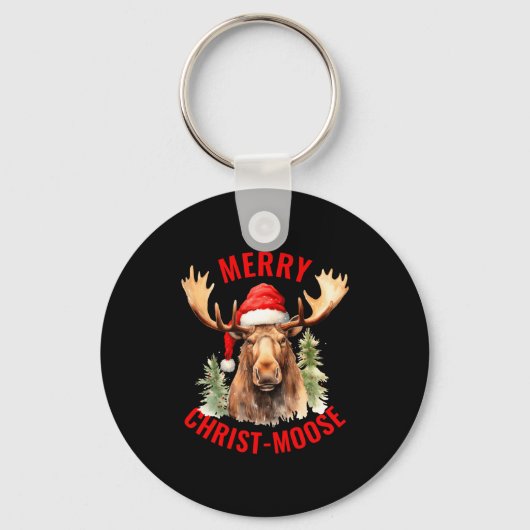 Merry Christ Moose Funny Christmas Moose Sleutelhanger (Voorkant)