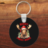 Merry Christ Moose Funny Christmas Moose Sleutelhanger (Voorkant)