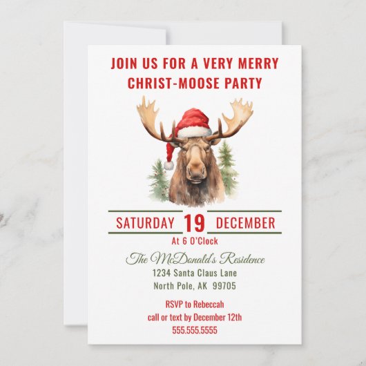 Merry Christ-moose Funny Moose Kerstfeest Kaart (Voorkant)