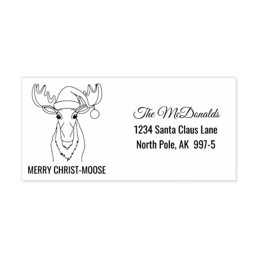 Merry Christ-Moose met Santa Hat Retouradres Zelfinktende Stempel (Design)