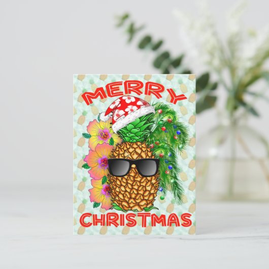 Merry Christams Pineapple Briefkaart (Staand voorkant)