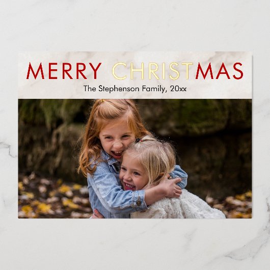 Merry Christan Foto met Kerstmis Folie Feestdagenkaart (Voorkant)