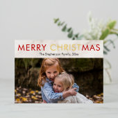 Merry Christan Foto met Kerstmis Folie Feestdagenkaart (Staand Voorkant)