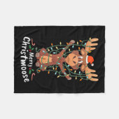 Merry Christeland kerstmis Moose Xmas Tree Lights Fleece Deken (Voorkant (Horizontaal))