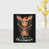 Merry Christeland kerstmis Moose Xmas Tree Lights Kaart (Gele Bloem)