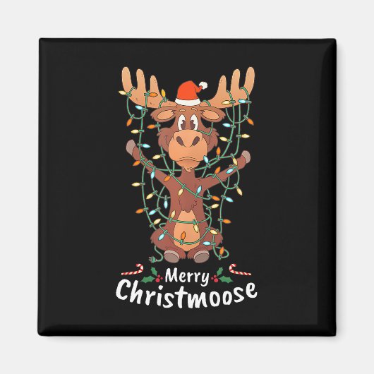 Merry Christeland kerstmis Moose Xmas Tree Lights Magneet (Voorkant)