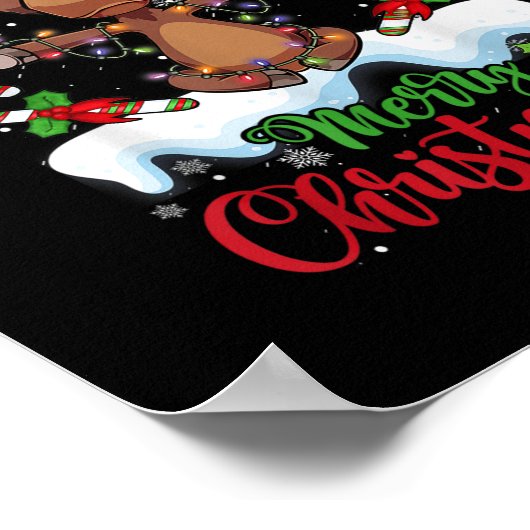 Merry Christeland kerstmis Moose Xmas Tree Lights Poster (Hoek)
