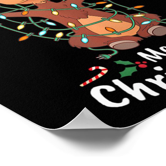 Merry Christeland kerstmis Moose Xmas Tree Lights Poster (Hoek)