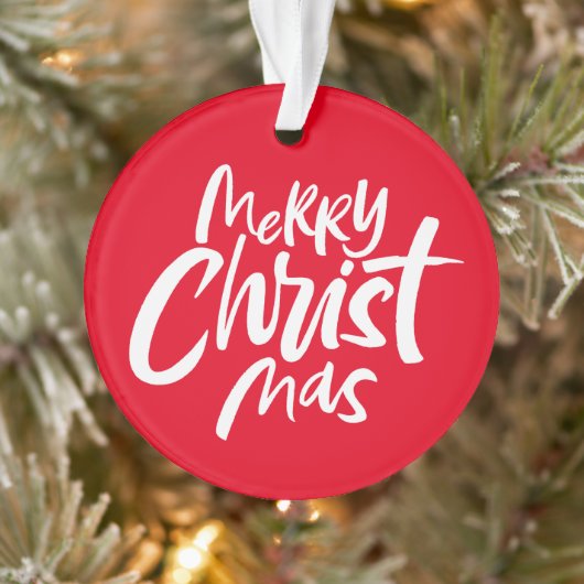 Merry Christelijk CHRISTmas Lettering Religious Ornament (Boom)
