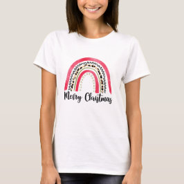 Merry Christma roze regenboog T-shirt