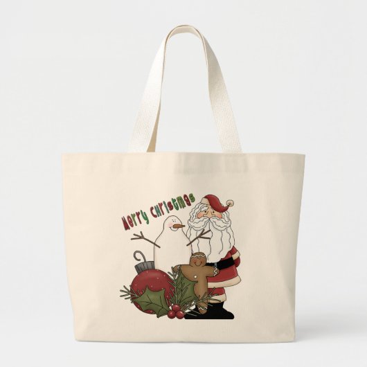 Merry Christma Santa Grote Tote Bag (Voorkant)
