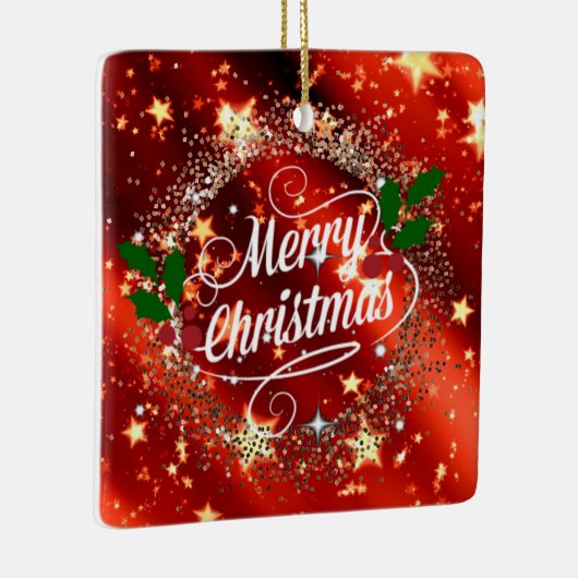 Merry Christmans, glitter en shine, Keramisch Ornament (Rechts)