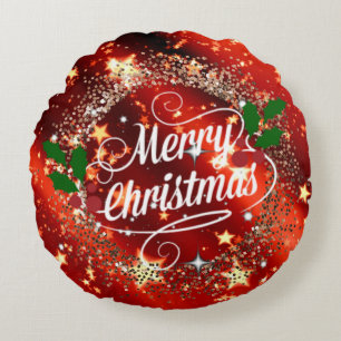 Merry Christmans, glitter en shine, Rond Kussen