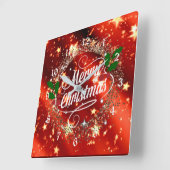 Merry Christmans, glitter en shine, Vierkante Klok (Hoek)