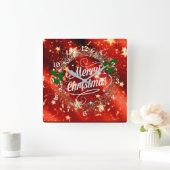 Merry Christmans, glitter en shine, Vierkante Klok (Huis)