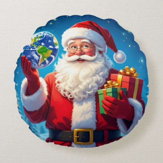 „Merry Christmas“1 Rond Kussen (Voorkant)