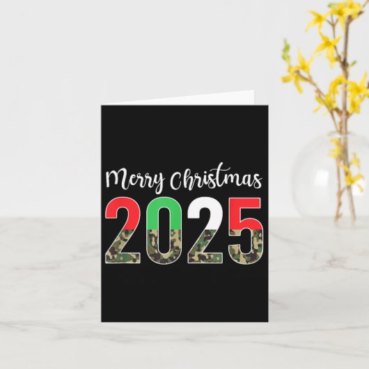 Merry Christmas 2025 Camouflage Camo Xmas For Men  Kaart (Gele Bloem)