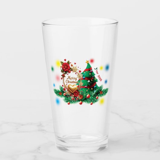 Merry Christmas 2025 Drinkware Glas (Voorkant)