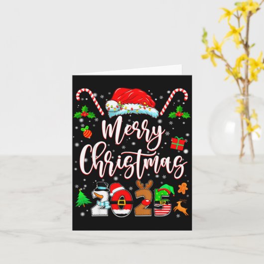 Merry Christmas 2025 Family Matching Pajamas Xmas  Kaart (Gele Bloem)