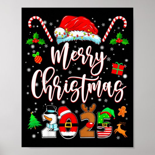 Merry Christmas 2025 Family Matching Pajamas Xmas  Poster (Voorkant)