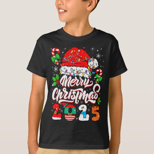 Merry Christmas 2025 Family Matching Pajamas Xmas  T-shirt (Voorkant)