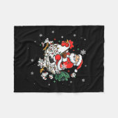 Merry Christmas 2025 Funny Santa Riding Chicken Ch Fleece Deken (Voorkant (Horizontaal))