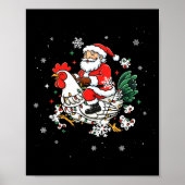 Merry Christmas 2025 Funny Santa Riding Chicken Ch Poster (Voorkant)