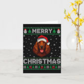 Merry Christmas 2025 Irish Setter Santa Hat Ugly X Kaart (Gele Bloem)