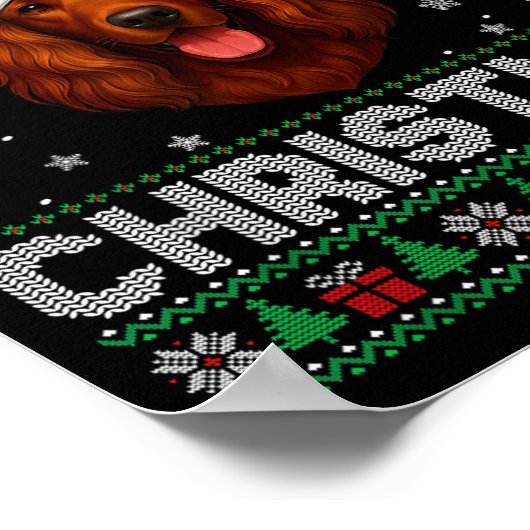 Merry Christmas 2025 Irish Setter Santa Hat Ugly X Poster (Hoek)