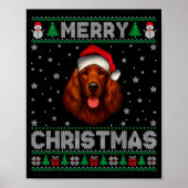 Merry Christmas 2025 Irish Setter Santa Hat Ugly X Poster (Voorkant)