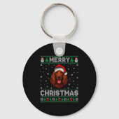Merry Christmas 2025 Irish Setter Santa Hat Ugly X Sleutelhanger (Voorkant)