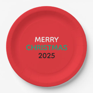 MERRY CHRISTMAS 2025 PAPER PLATES PAPIEREN BORDJE